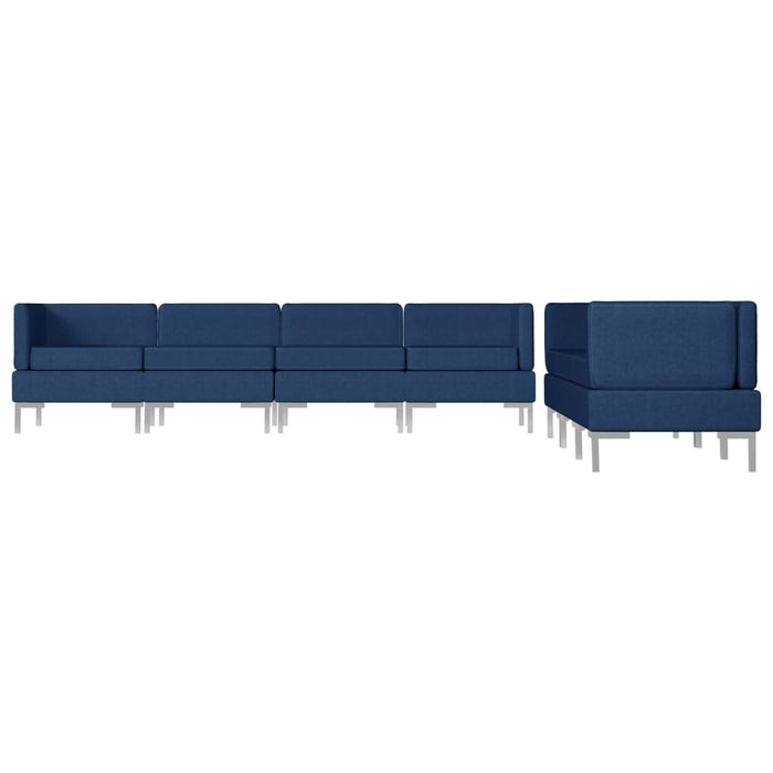 Set de canapele, 7 piese, albastru, material textil WALTI