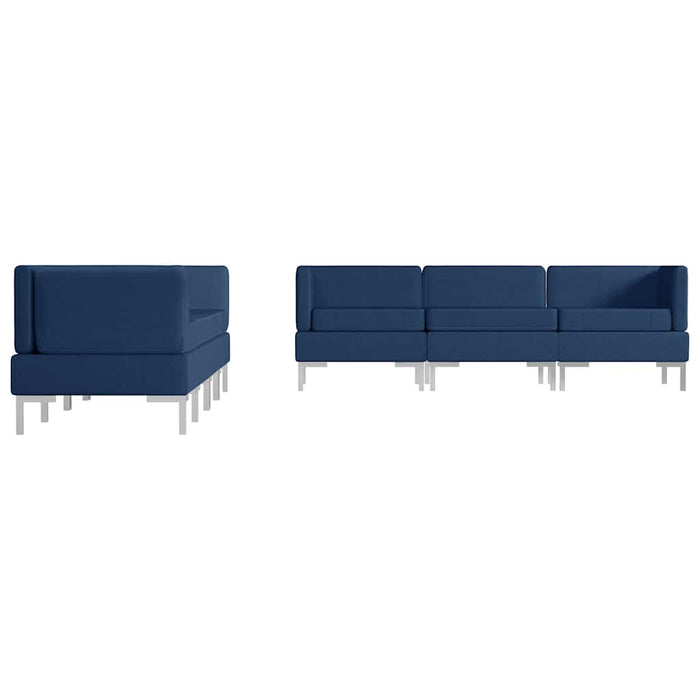 Set de canapele, 7 piese, albastru, material textil WALTI