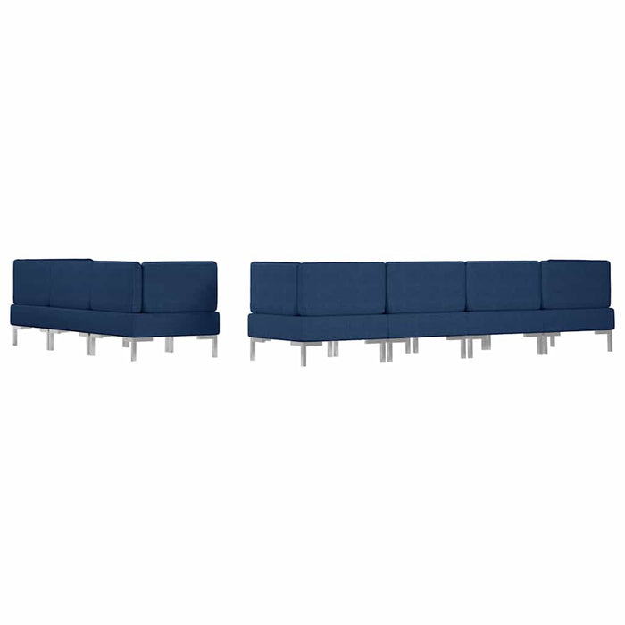 Set de canapele, 7 piese, albastru, material textil WALTI