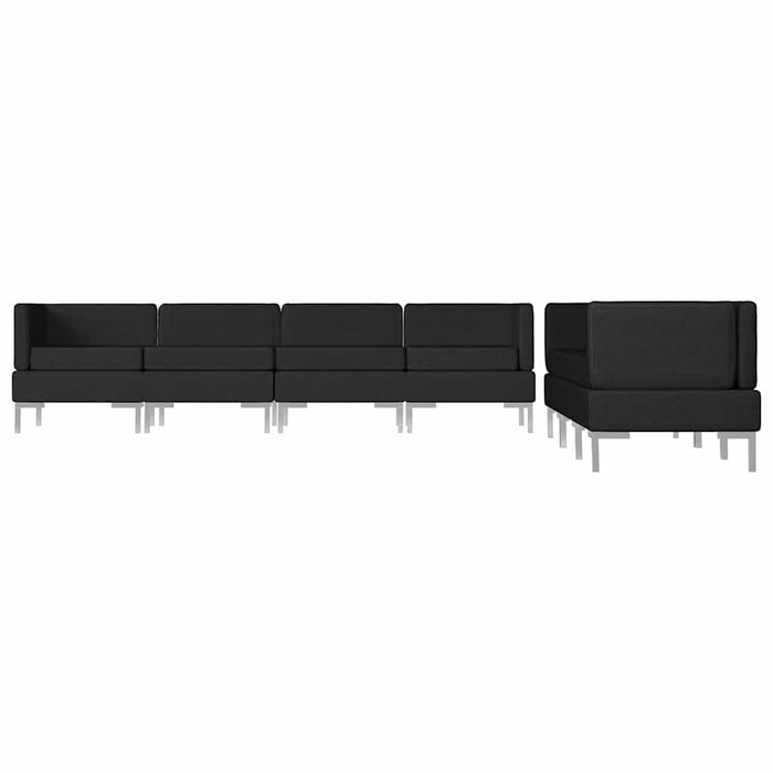 Set de canapele, 7 piese, negru, material textil WALTI