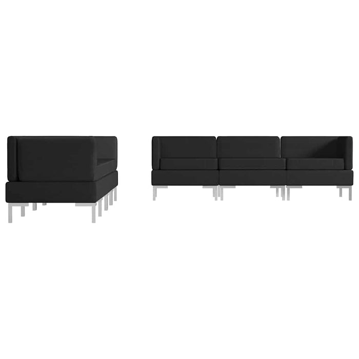 Set de canapele, 7 piese, negru, material textil WALTI