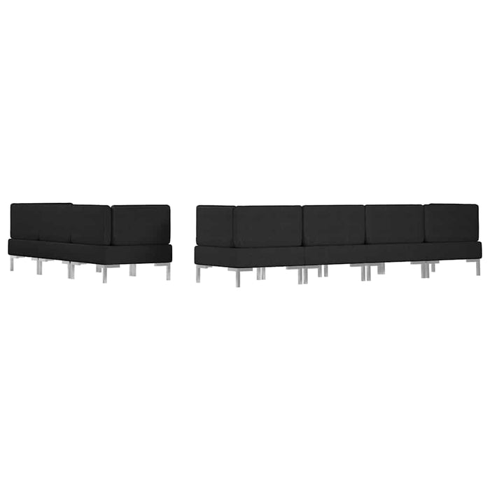 Set de canapele, 7 piese, negru, material textil WALTI