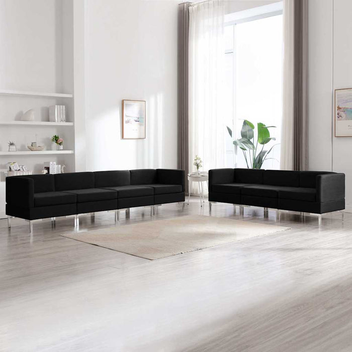 Set de canapele, 7 piese, negru, material textil WALTI