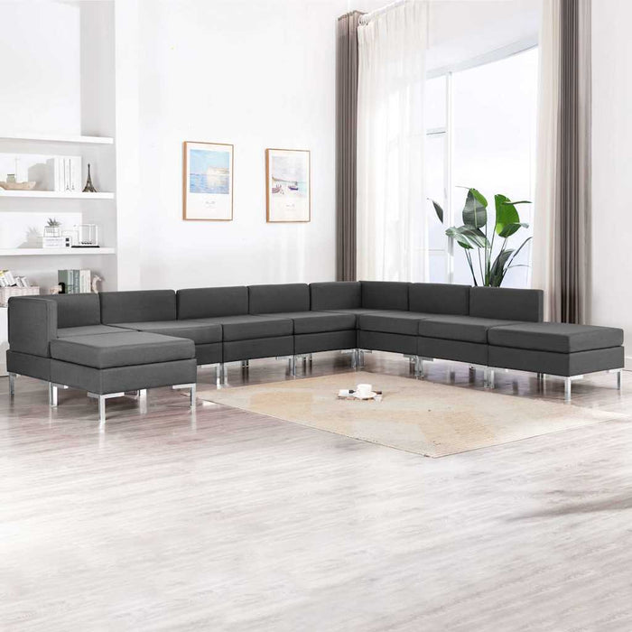 Set canapea, 9 piese, gri închis, material textil WALTI