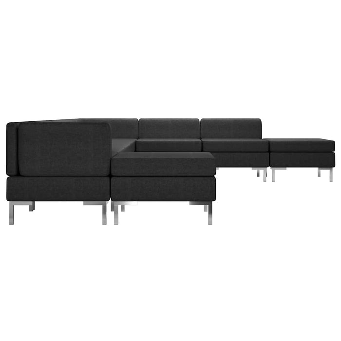 Set de canapele, 9 piese, negru, material textil WALTI