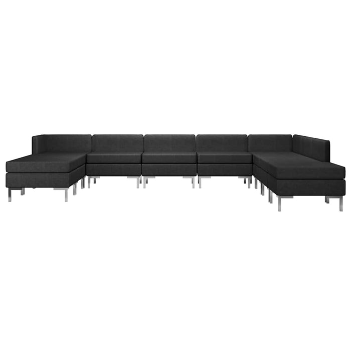 Set de canapele, 10 piese, negru, material textil WALTI
