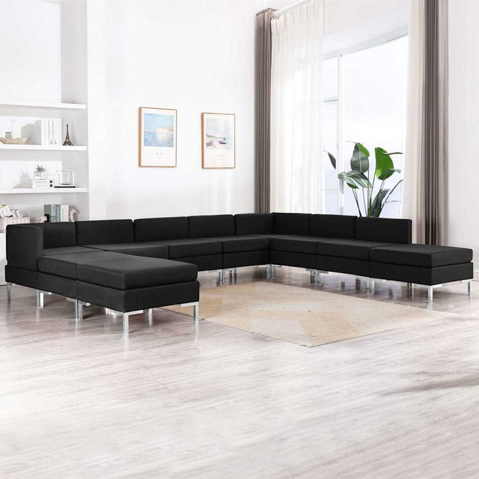 Set de canapele, 10 piese, negru, material textil WALTI