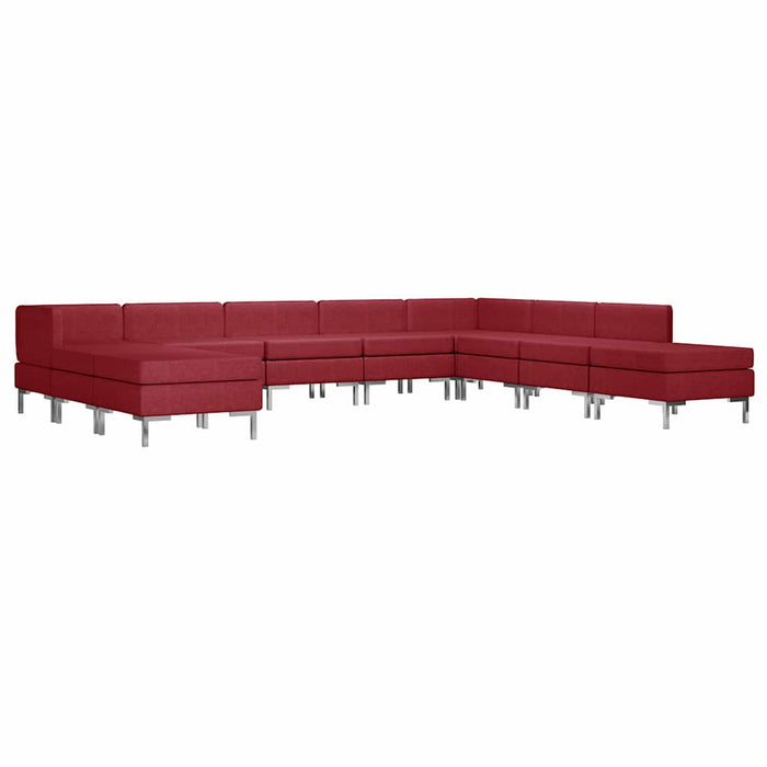 Set de canapele, 10 piese, roșu vin, material textil WALTI