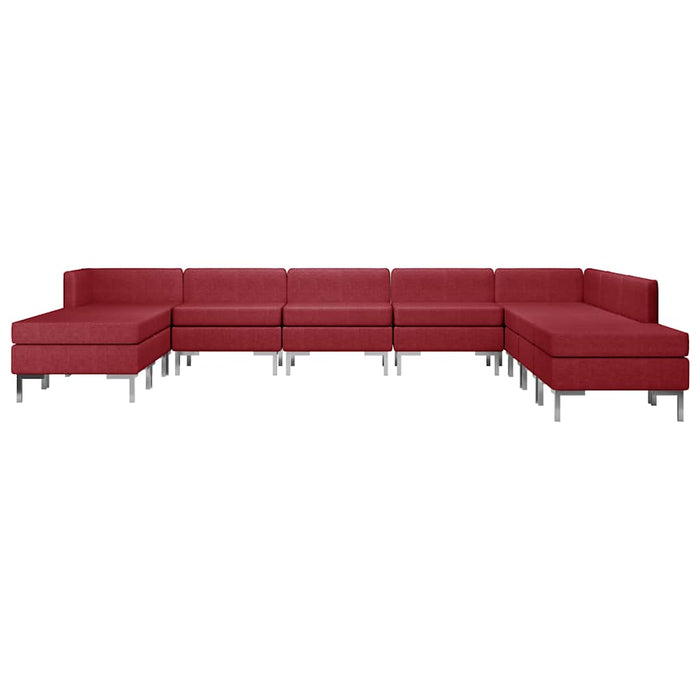 Set de canapele, 10 piese, roșu vin, material textil WALTI