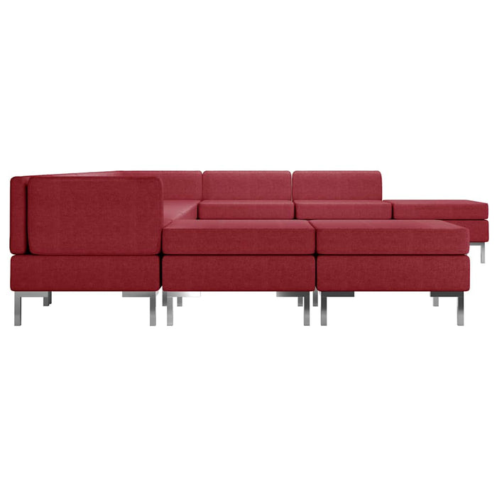 Set de canapele, 10 piese, roșu vin, material textil WALTI
