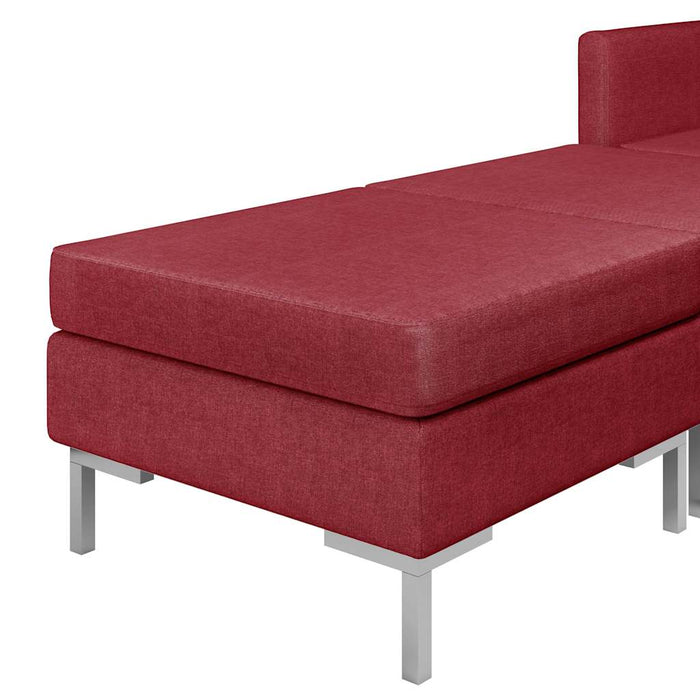 Set de canapele, 10 piese, roșu vin, material textil WALTI