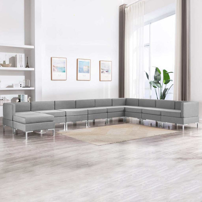 Set de canapele, 10 piese, gri deschis, material textil WALTI
