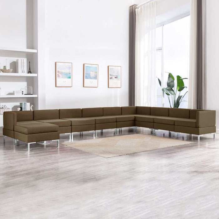 Set de canapele, 10 piese, maro, material textil WALTI