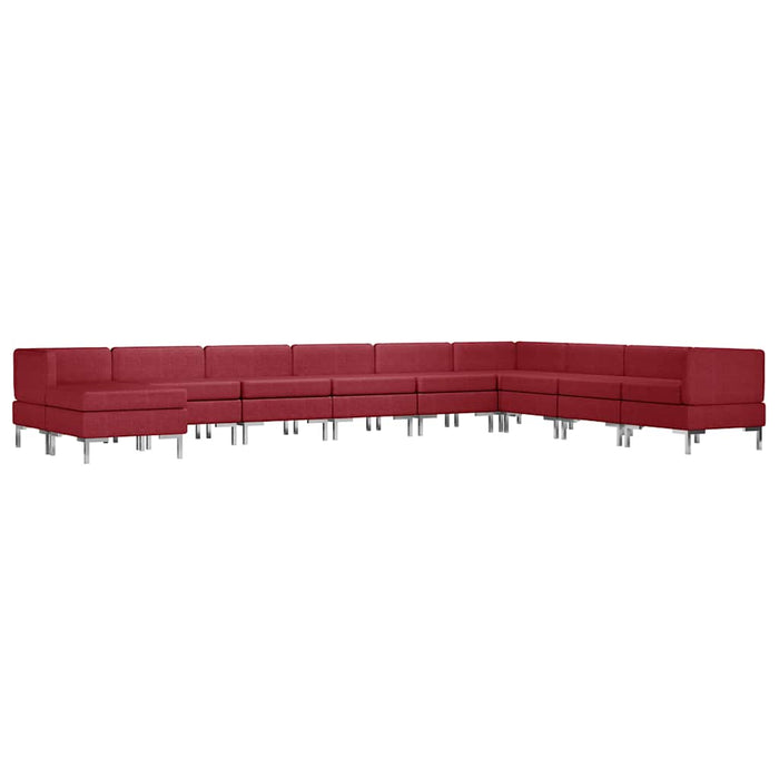 Set de canapele, 10 piese, roșu vin, material textil WALTI