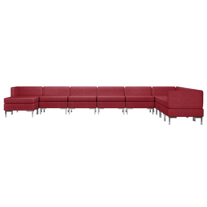 Set de canapele, 10 piese, roșu vin, material textil WALTI