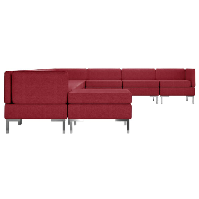 Set de canapele, 10 piese, roșu vin, material textil WALTI