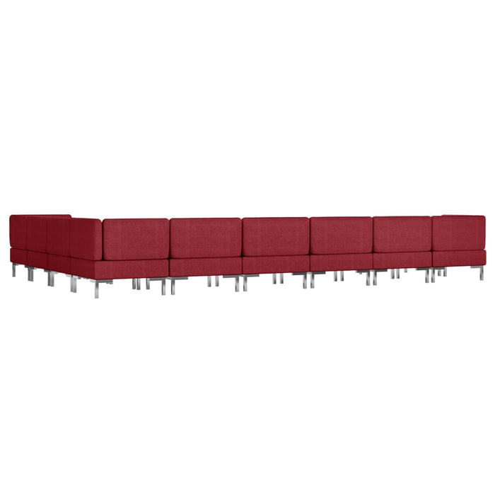 Set de canapele, 10 piese, roșu vin, material textil WALTI