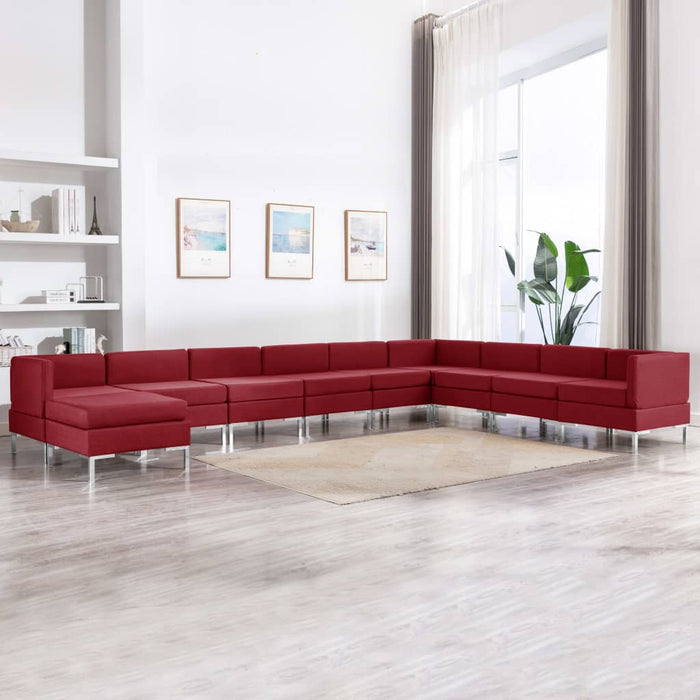 Set de canapele, 10 piese, roșu vin, material textil WALTI