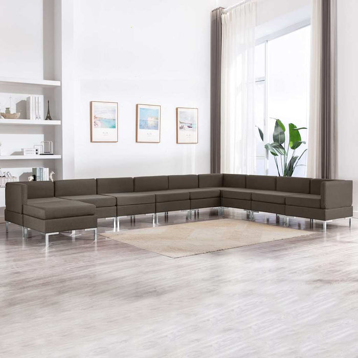 Set de canapele, 10 piese, gri taupe, material textil WALTI