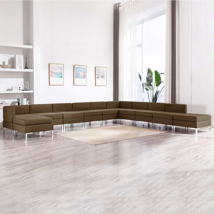 Set de canapele, 11 piese, maro, material textil WALTI