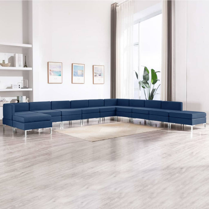 Set de canapele, 11 piese, albastru, material textil WALTI