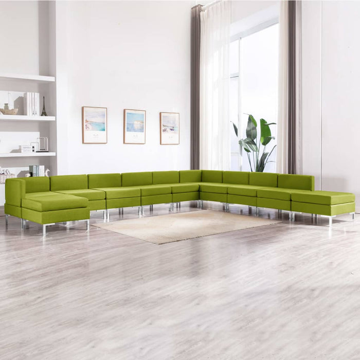 Set de canapele, 11 piese, verde, material textil WALTI