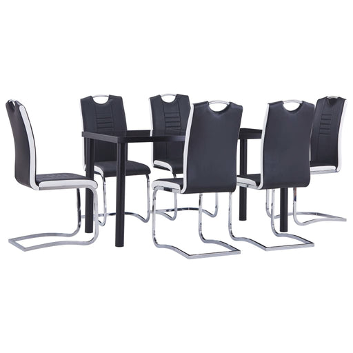 Set mobilier de bucătărie, 7 piese, negru, piele ecologică - WALTI WALTI