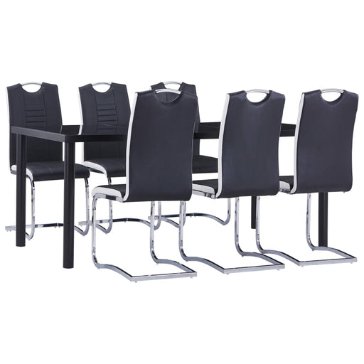 Set mobilier de bucătărie, 7 piese, negru, piele ecologică - WALTI WALTI