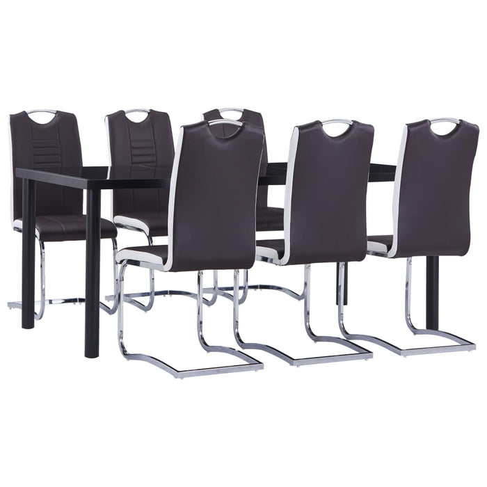 Set mobilier de bucătărie, 7 piese, maro, piele ecologică - WALTI WALTI