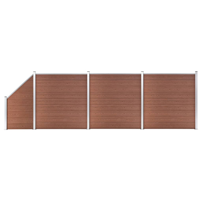 Set panouri gard, 3 pătrate + 1 oblic, maro, 619 x 186 cm, WPC - WALTI WALTI