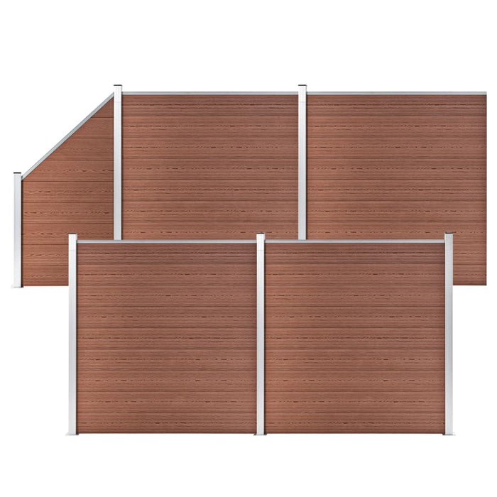 Set panouri gard, 4 pătrate + 1 oblic, maro, 792x186 cm, WPC - WALTI WALTI