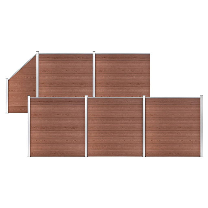 Set panouri gard, 5 pătrate + 1 oblic, maro, 965 x 186 cm, WPC - WALTI WALTI