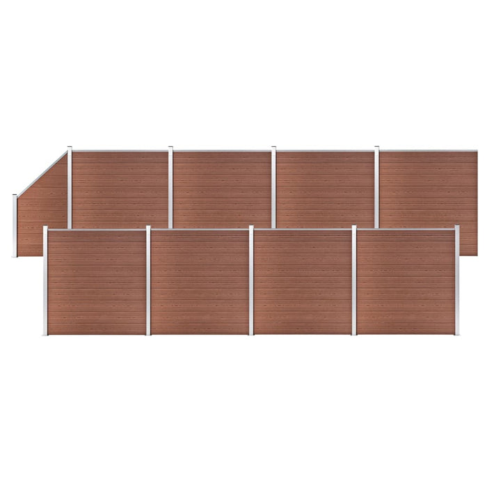 Set panouri gard, 8 pătrate + 1 oblic, maro, 1484x186 cm, WPC - WALTI WALTI