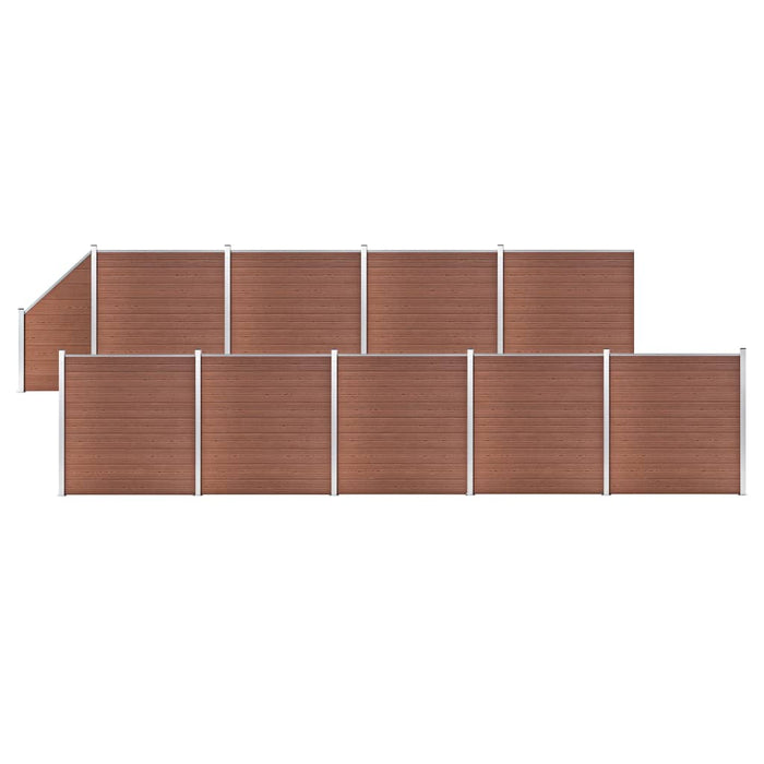 Set panouri gard, 9 pătrate + 1 oblic, maro, 1657x186 cm, WPC - WALTI WALTI