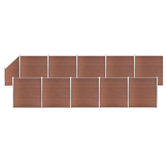 Set panouri gard, 10 pătrate + 1 oblic, maro, 1830x186 cm, WPC - WALTI WALTI