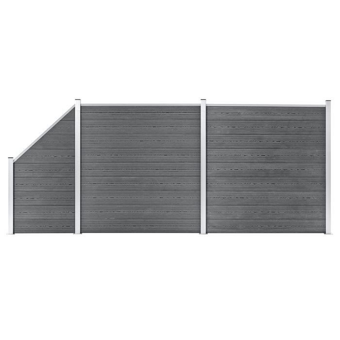 Set panouri gard, 2 pătrate + 1 oblic, gri, 446 x 186 cm, WPC - WALTI WALTI