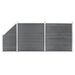 Set panouri gard, 2 pătrate + 1 oblic, gri, 446 x 186 cm, WPC - WALTI WALTI
