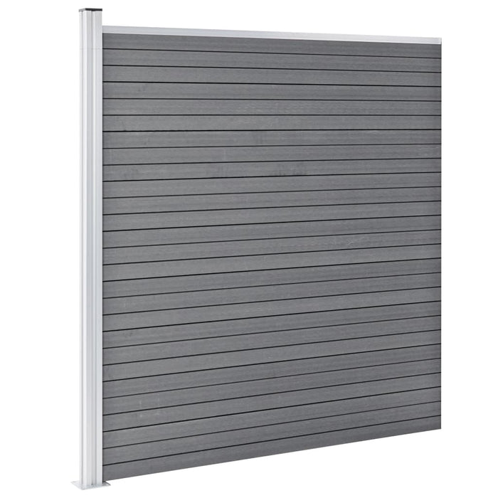 Set panouri gard, 2 pătrate + 1 oblic, gri, 446 x 186 cm, WPC - WALTI WALTI