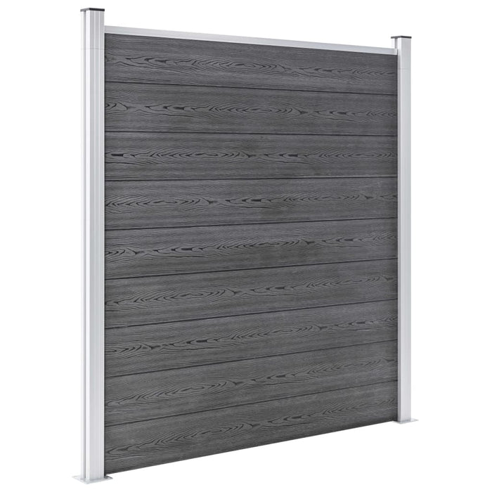 Set panouri gard, 2 pătrate + 1 oblic, gri, 446 x 186 cm, WPC - WALTI WALTI