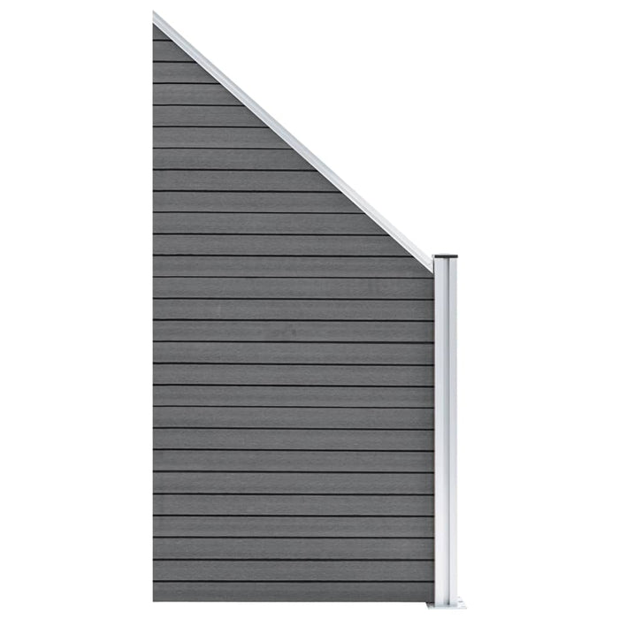 Set panouri gard, 2 pătrate + 1 oblic, gri, 446 x 186 cm, WPC - WALTI WALTI