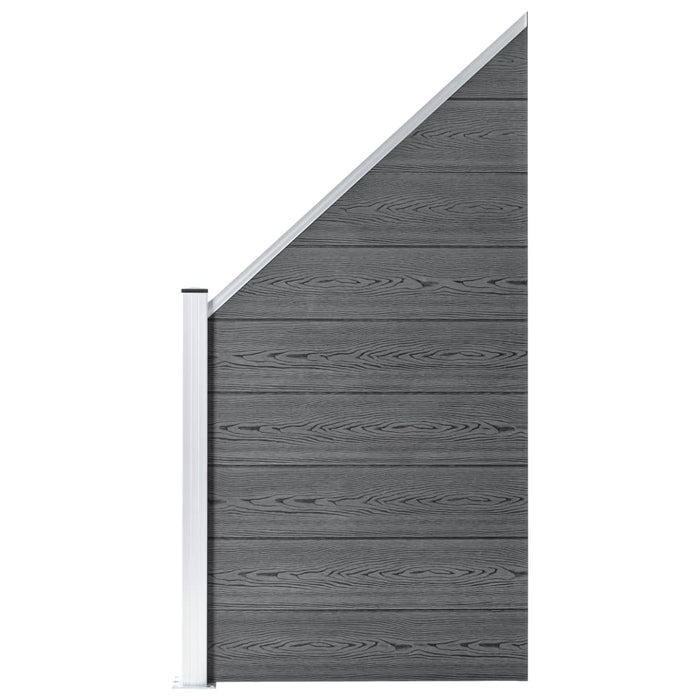 Set panouri gard, 2 pătrate + 1 oblic, gri, 446 x 186 cm, WPC - WALTI WALTI
