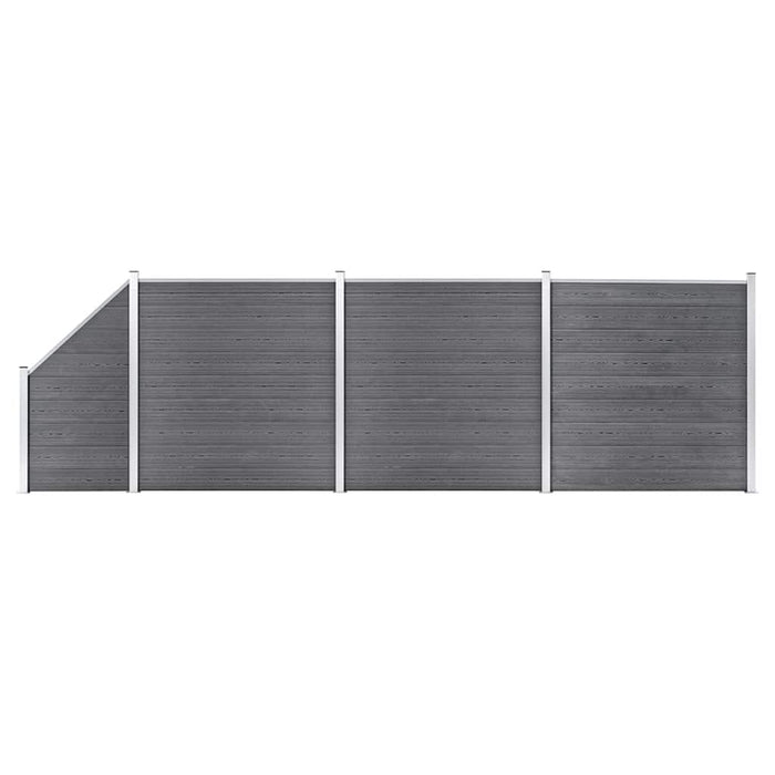 Set panouri gard, 3 pătrate + 1 oblic, gri, 619x186 cm, WPC - WALTI WALTI