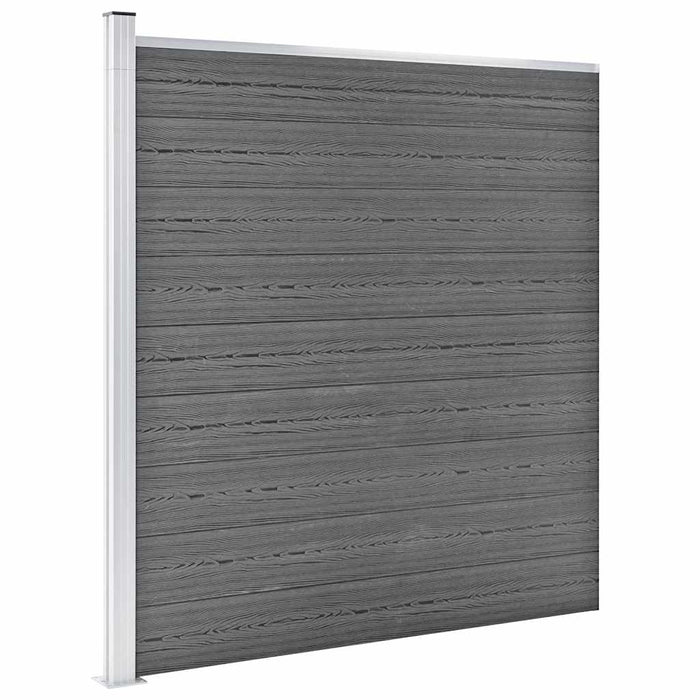 Set panouri gard, 3 pătrate + 1 oblic, gri, 619x186 cm, WPC - WALTI WALTI