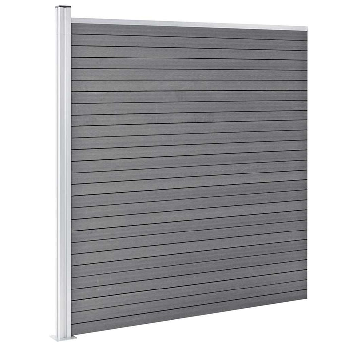 Set panouri gard, 3 pătrate + 1 oblic, gri, 619x186 cm, WPC - WALTI WALTI
