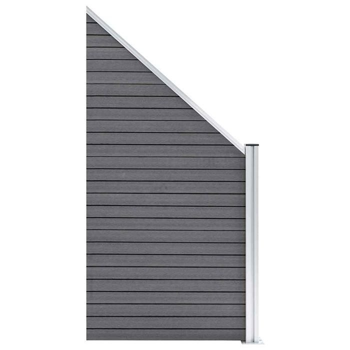 Set panouri gard, 3 pătrate + 1 oblic, gri, 619x186 cm, WPC - WALTI WALTI