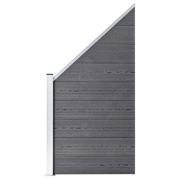 Set panouri gard, 3 pătrate + 1 oblic, gri, 619x186 cm, WPC - WALTI WALTI