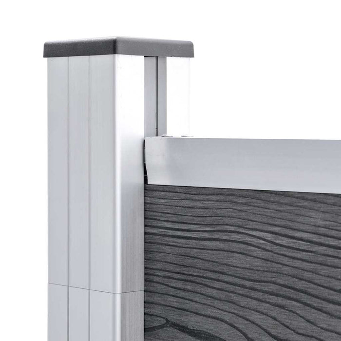Set panouri gard, 3 pătrate + 1 oblic, gri, 619x186 cm, WPC - WALTI WALTI