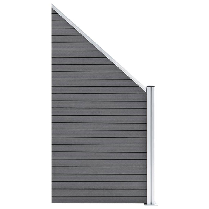Set panouri gard, 4 pătrate + 1 oblic, gri, 792 x 186 cm, WPC - WALTI WALTI