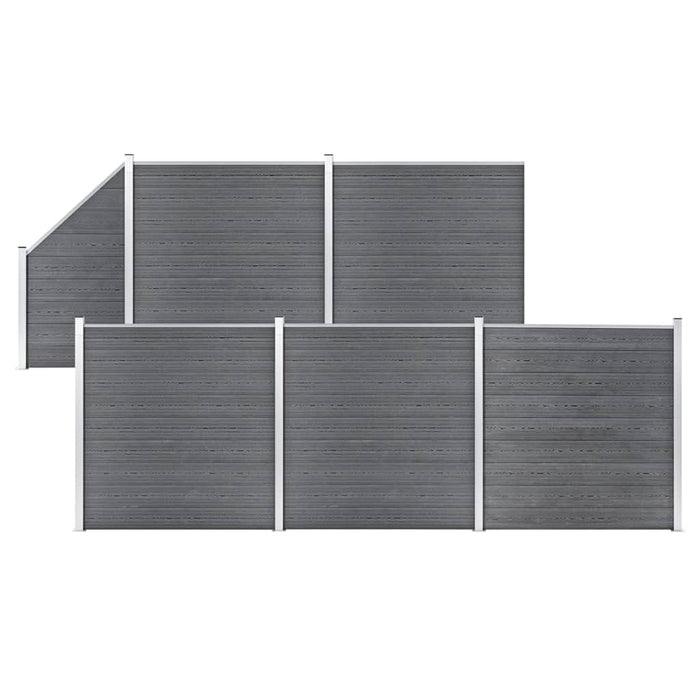 Set panouri gard, 5 pătrate + 1 oblic, gri, 965 x 186 cm, WPC - WALTI WALTI
