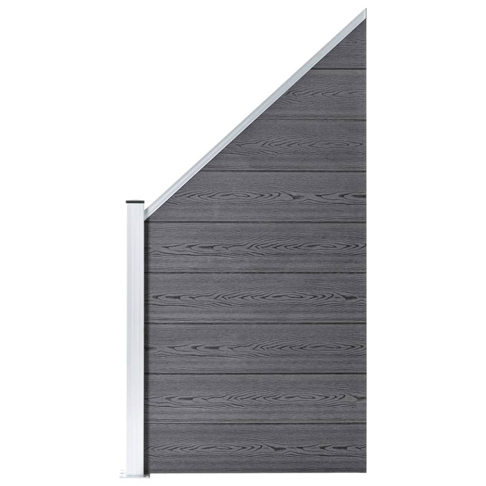 Set panouri gard, 5 pătrate + 1 oblic, gri, 965 x 186 cm, WPC - WALTI WALTI